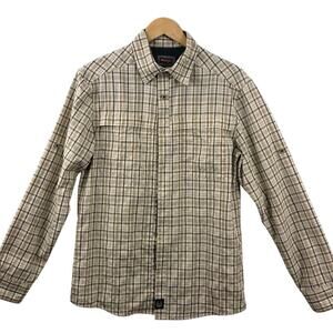 Wrangler Outdoor Series Shirt Small Plaid Nylon Blend Fishing Hiking Brown